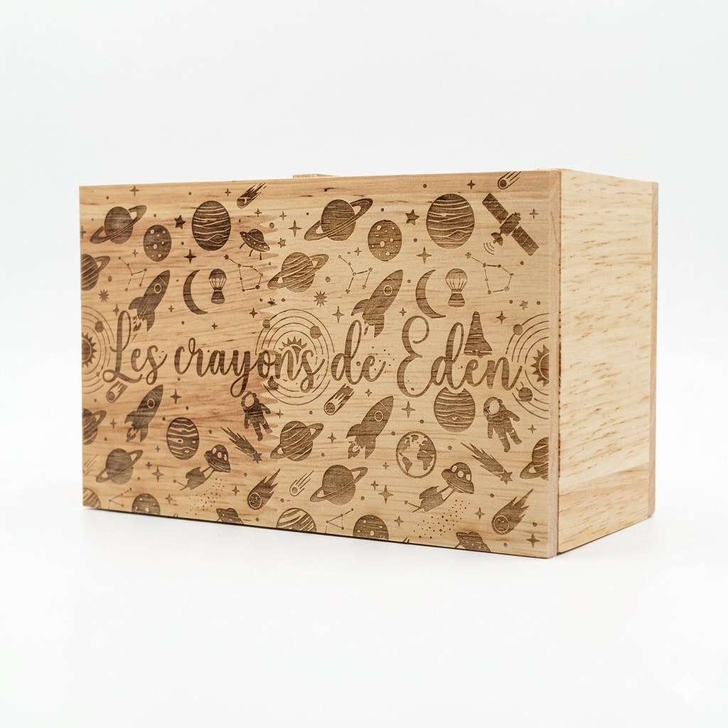 Boite à crayons gravée - cadeau personnalisé